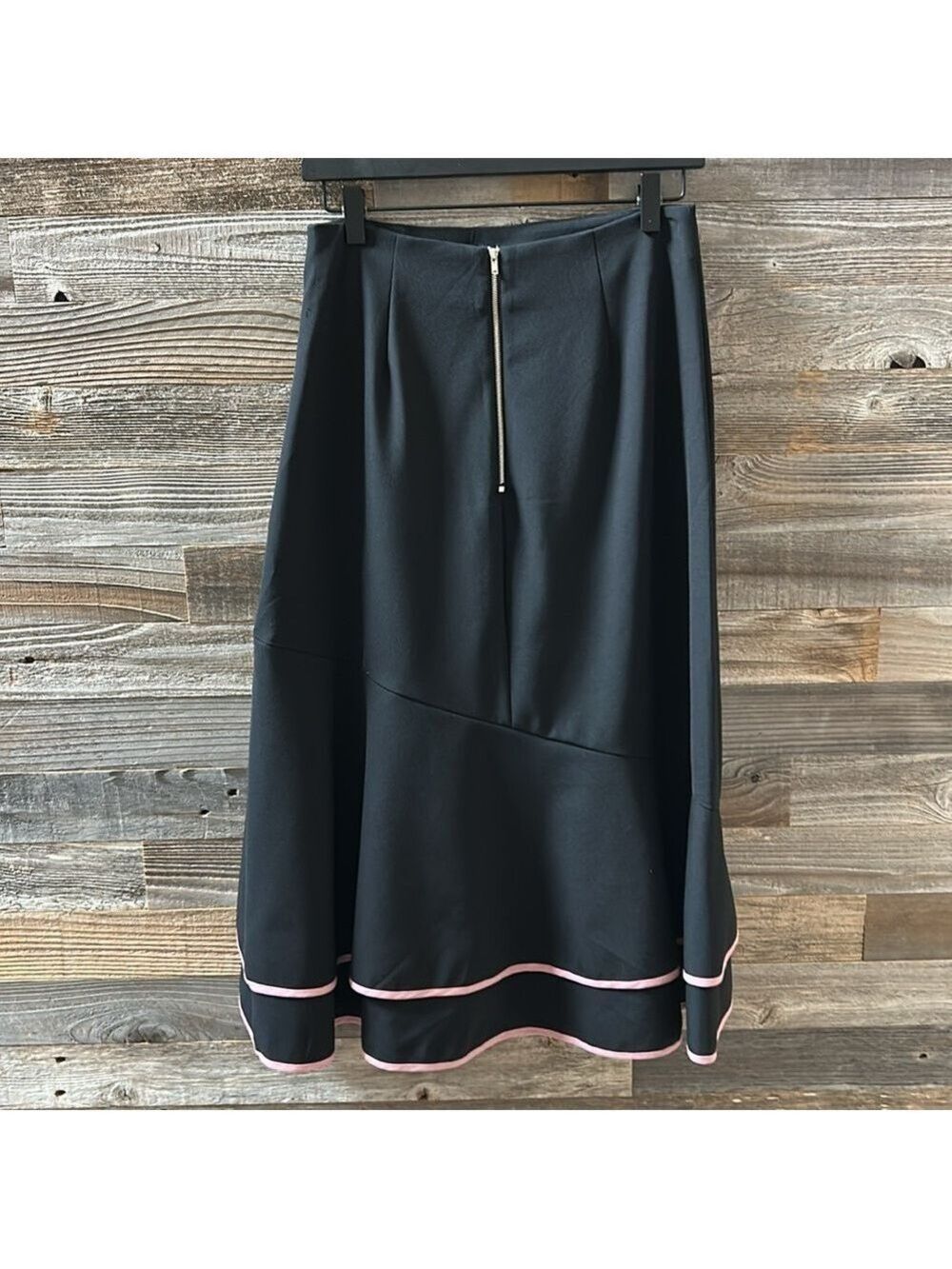 Endless Rose Black A-Line High Low Skirt with Pink Ruffle Trim Size Small - Picture 3 of 5